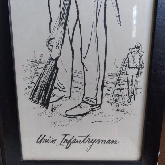 2 Vintage Historic American Civil War Union Officer Infantry Soldier Frame Print - Picture 5 of 8